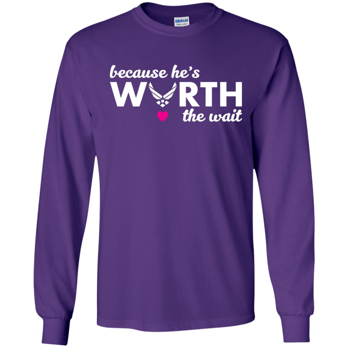 Because He Is Worth The Wait Military Wife Girlfriend T-shirt Purple