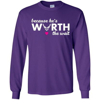 Because He Is Worth The Wait Military Wife Girlfriend T-shirt Purple