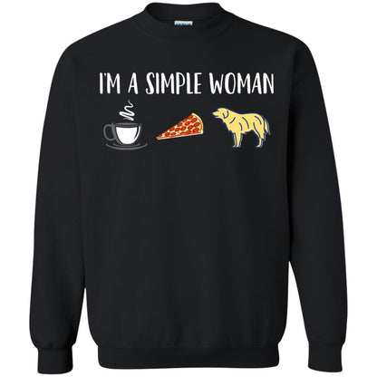 Im A Simple Woman Coffee Pizza Golden Retriever Lover Shirt Black