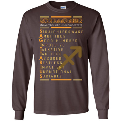 Sagittarius Birthday Shirt Straightforward Ambitious Good Humored Impulsive Talkative Dark Chocolate