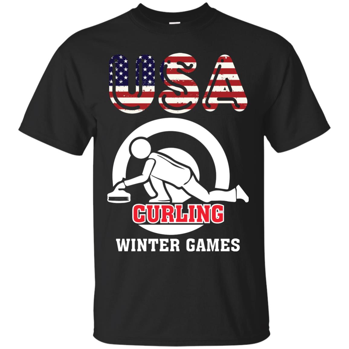 Usa Curling Winter Games Curling Lover T-shirt Black