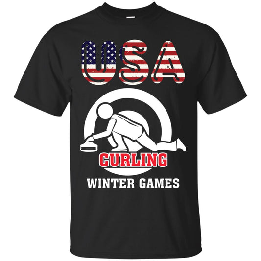 Usa Curling Winter Games Curling Lover T-shirt Black