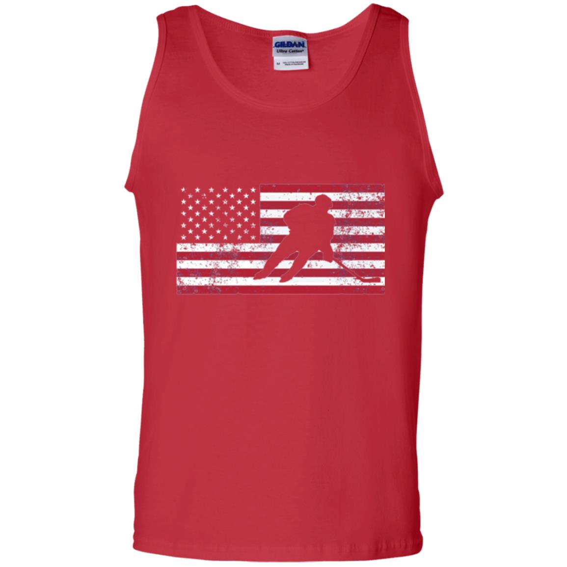 Hockey T-shirt American Flag Usa Patriotic Ice Skating Red