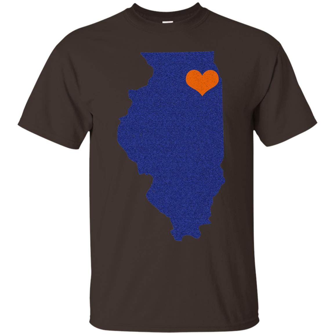 Football T-shirt Chicago Illinois Heart Dark Chocolate