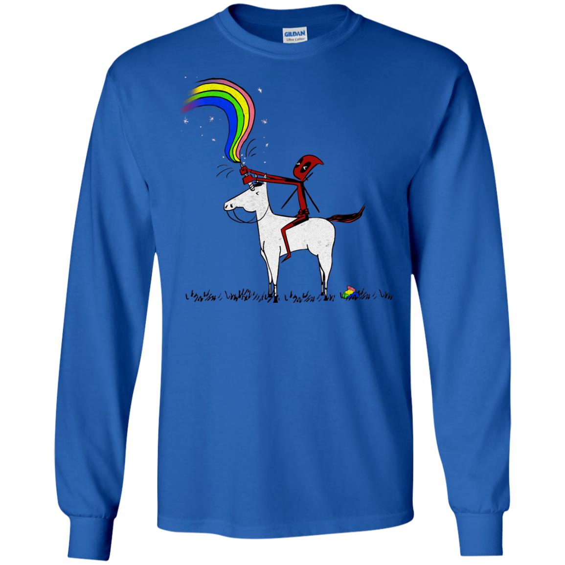 Deadpool With Unicorn Movie T-shirt Royal