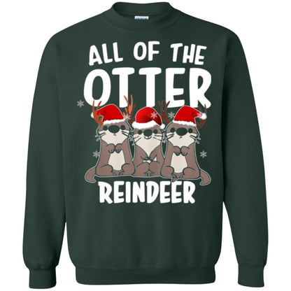 Christmas T-shirt All Of The Otter Reindeer Forest Green