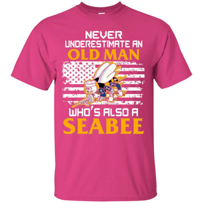 Navy Seabee Veteran T-shirt Never Underestimate An Old Man Heliconia