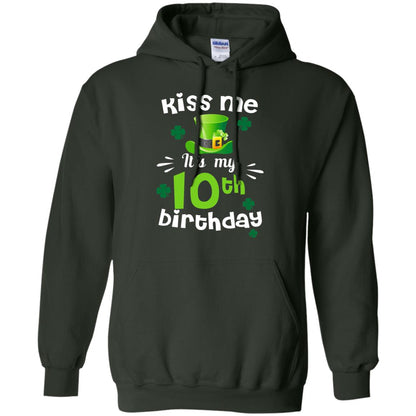 Kiss Me It_s My 10th Birthday Patrick_s Day T-shirt Forest Green
