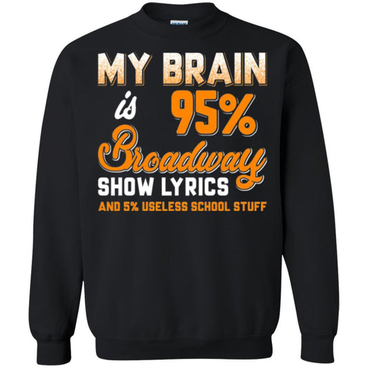 Musical Theatre T-shirt My Brain 95% Broadway Show Lyrics Black