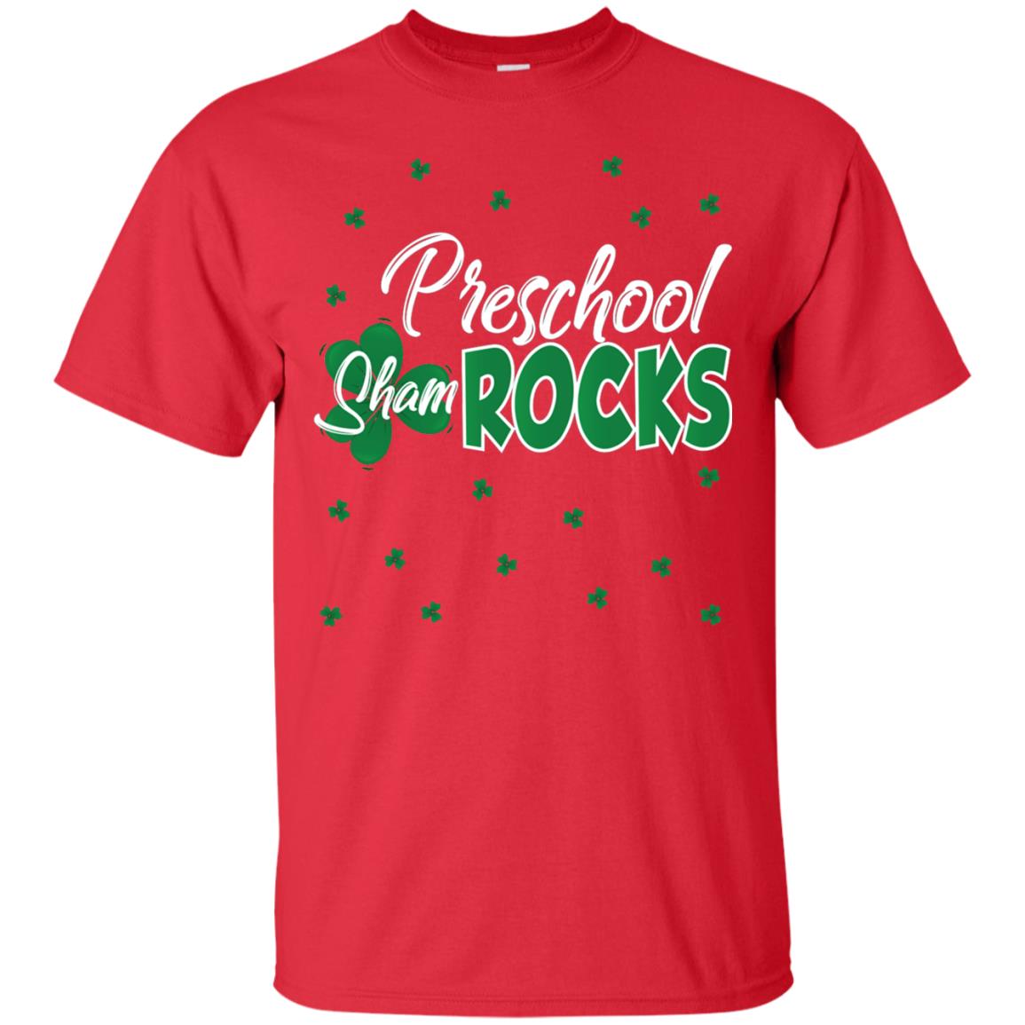 Preschool Shamrocks St. Patrick_s Day School T-shirt Red