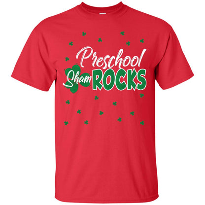 Preschool Shamrocks St. Patrick_s Day School T-shirt Red