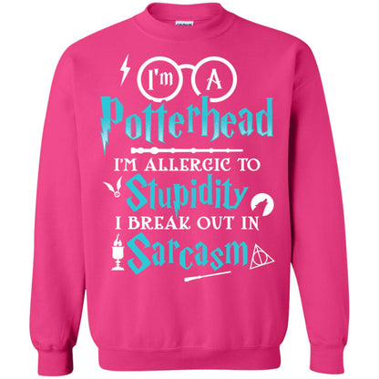 I_m A Potterhead I_m Allergic To Stupidity I Break Out In Sarcasm Harry Potter Fan T-shirt Heliconia