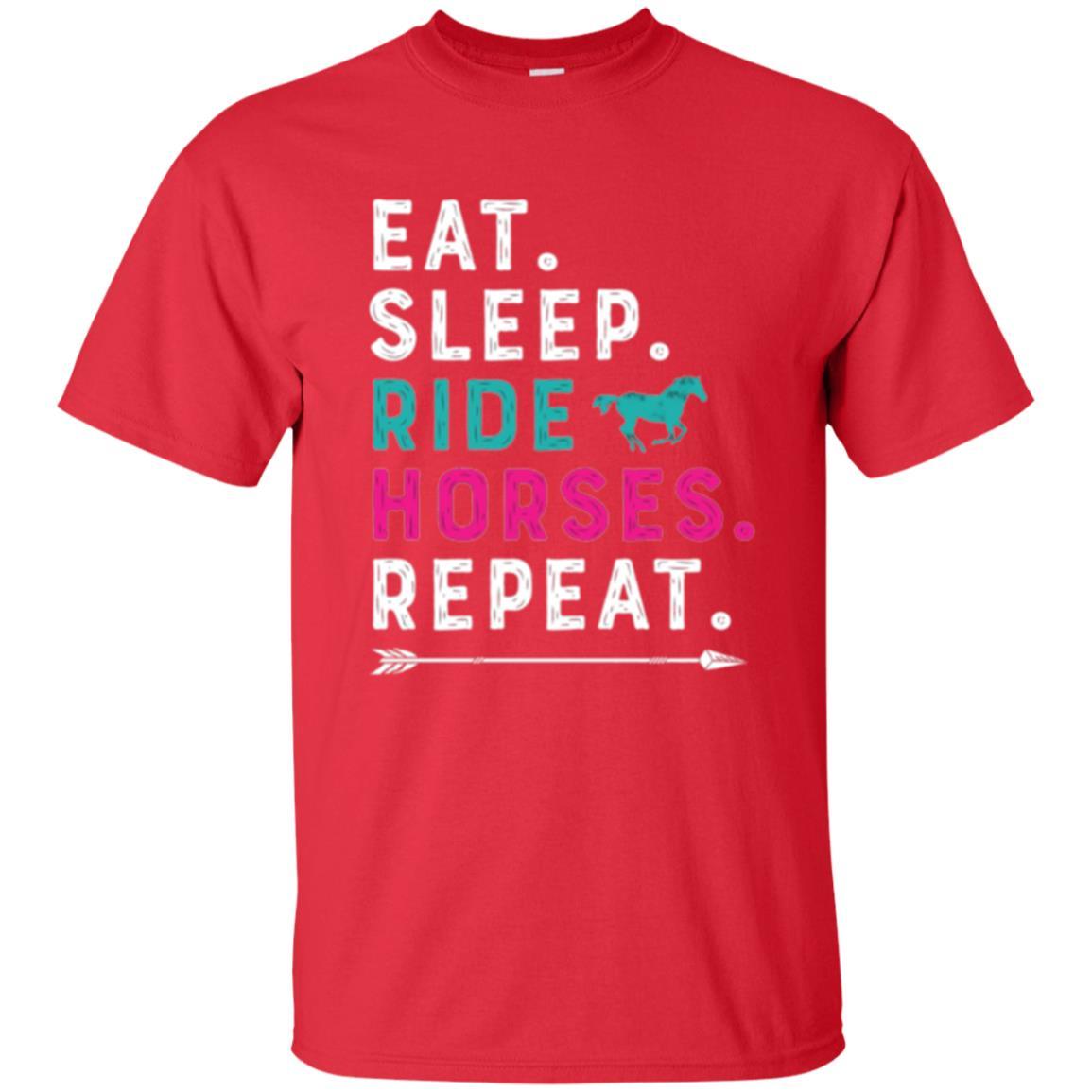 Horseback Riding T-shirt Eat Sleep Ride Horses Repeat Red