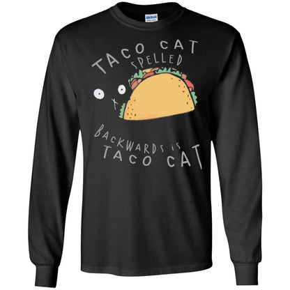Cat Lovers T-shirt Taco Cat Spelled Backward Is Taco Cat Black