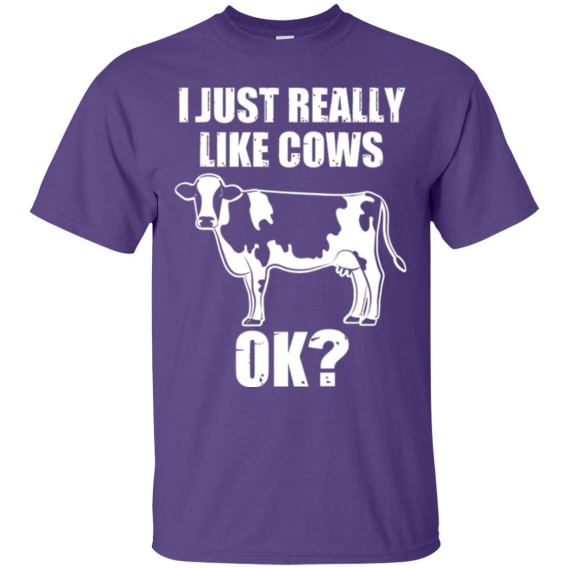 Cow Lover T-shirt I Just Really Like Cows Ok Purple