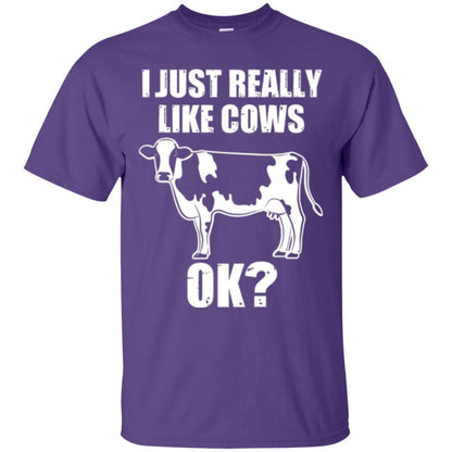 Cow Lover T-shirt I Just Really Like Cows Ok Purple