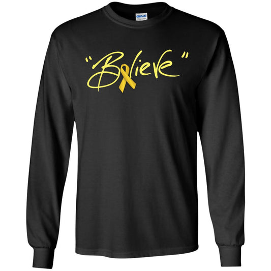 Childhood Cancer Awareness Shirt Gold Ribbon Believe Black