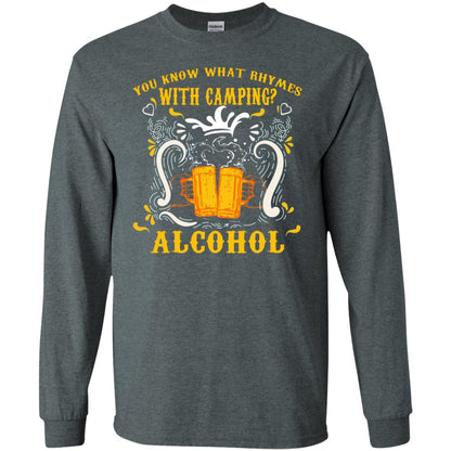 You Know What Rhymes With Camping Alcohol Beer Camping Gift Shirt Dark Heather