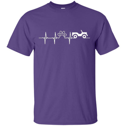 Cat Lovers T-shirt Jeep And Paw Heartbeat Purple