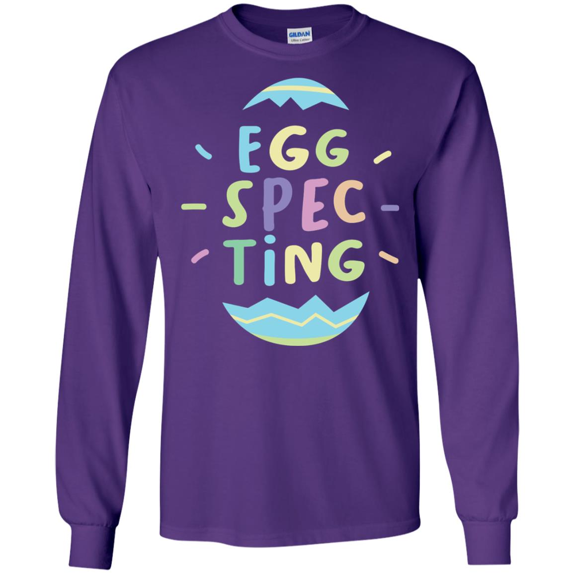 Eggspecting Funny Pregnancy Pregnant Easter Shirt Purple