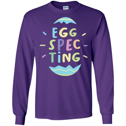 Eggspecting Funny Pregnancy Pregnant Easter Shirt Purple