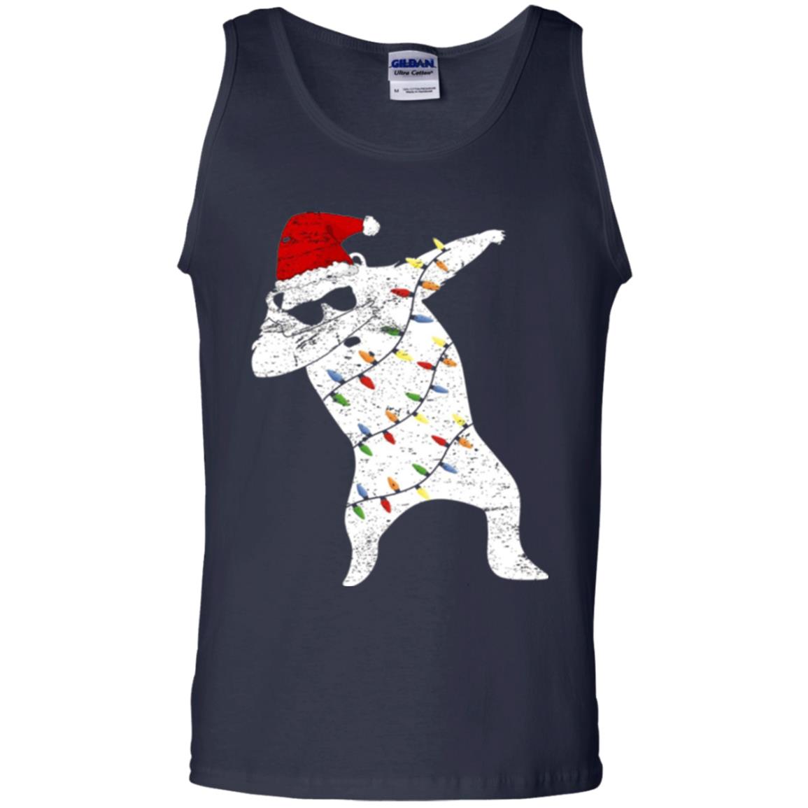 Christmas T-shirt Santa Bear Dabbing Lights Sunglasses Navy