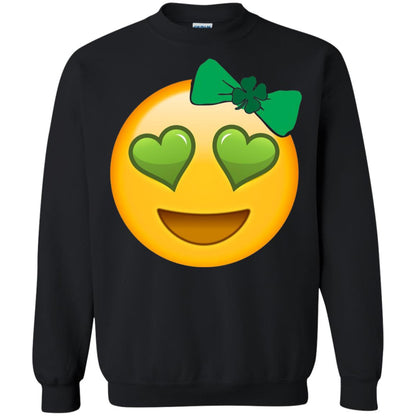 Emoji Green Heart Eyes Bow Saint Patricks Day Shirt For Girls Black