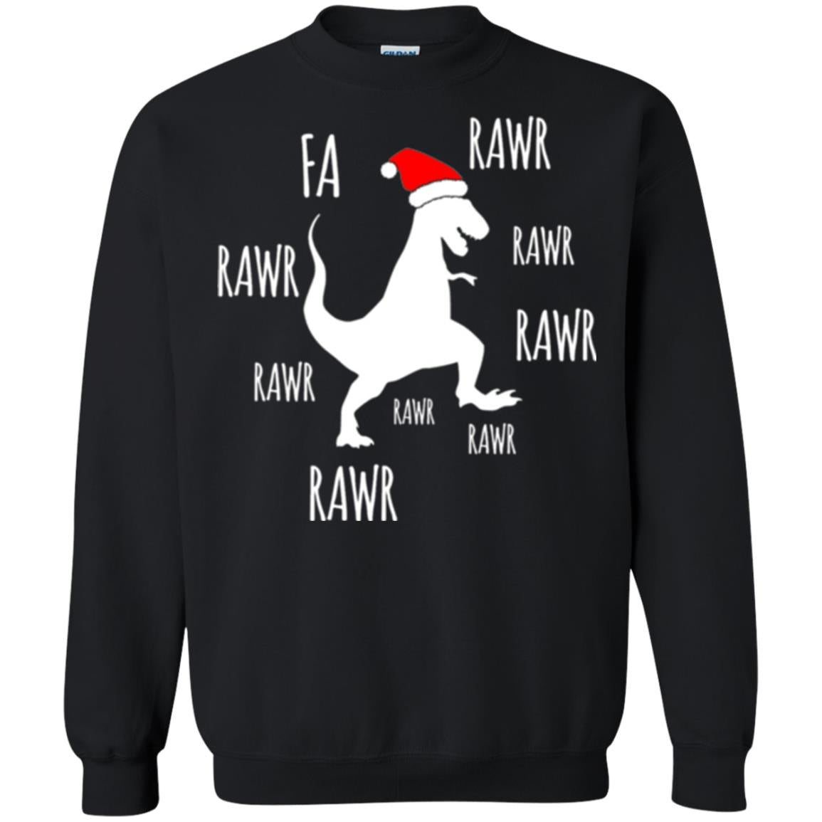Christmas T-shirt Fa Rawr Rawr Funny T-rex Dinosaur Black