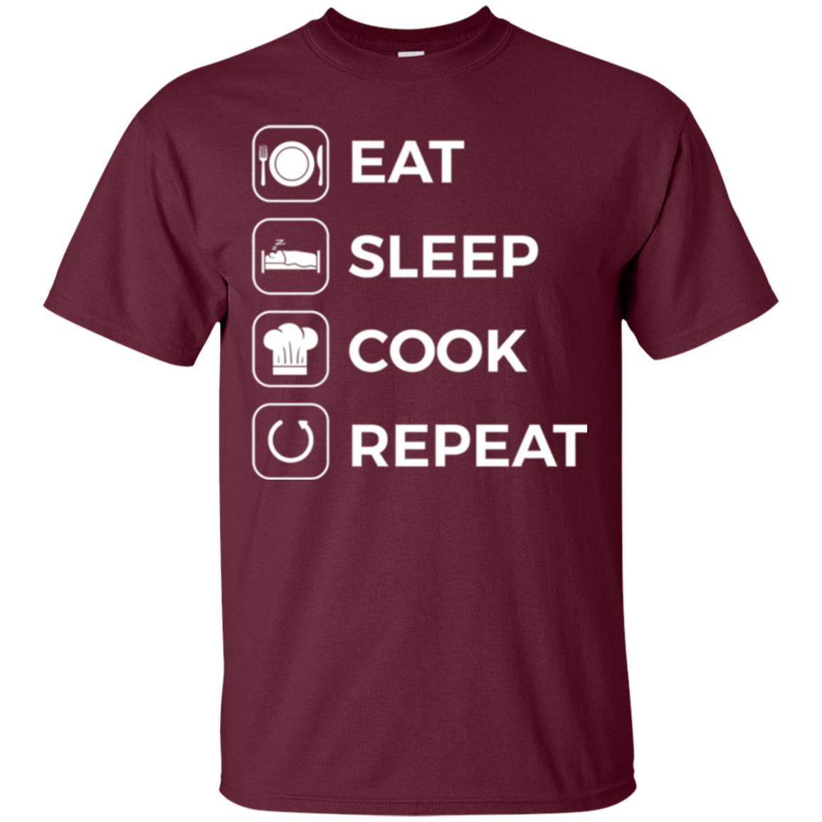 Chef T-shirt Eat Sleep Cook Repeat T-shirt Maroon