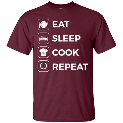 Chef T-shirt Eat Sleep Cook Repeat T-shirt Maroon