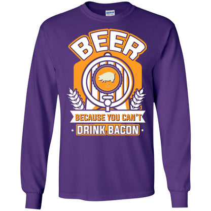 Beer T-shirt Because You Can't Drink Bacon Purple
