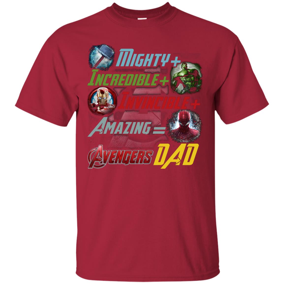 Mighty Incredible Invincible Amazing Dad Movie Fan T-shirt Cardinal