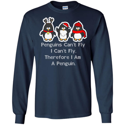 Penguins Lover T-shirt Can't Fly I Can't Fly Therefore I Am A Penguin Navy