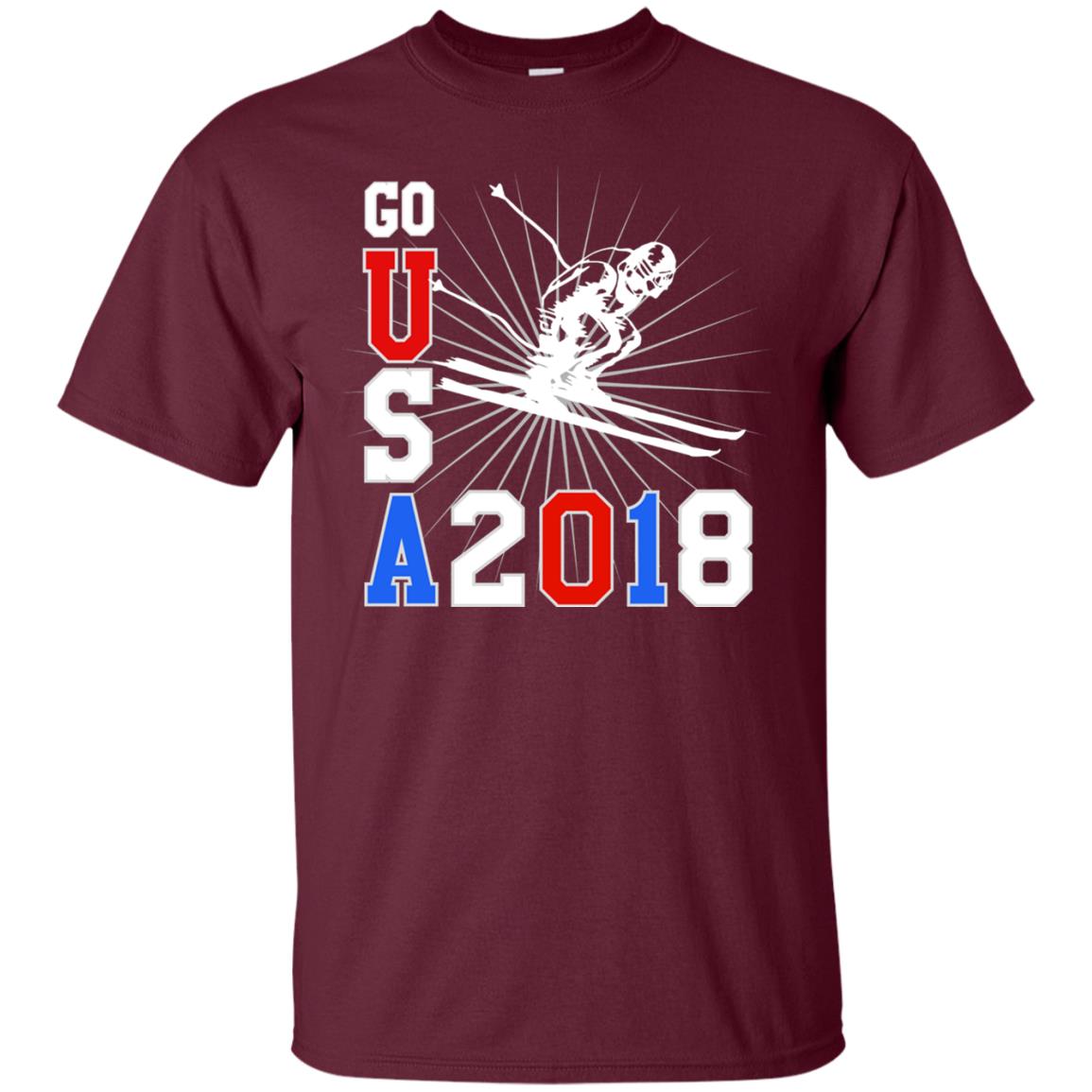 Alpine Skiing T-shirt Go Usa 2108 Cool Maroon