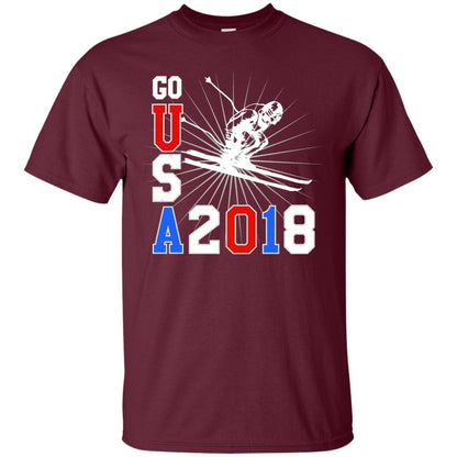 Alpine Skiing T-shirt Go Usa 2108 Cool Maroon