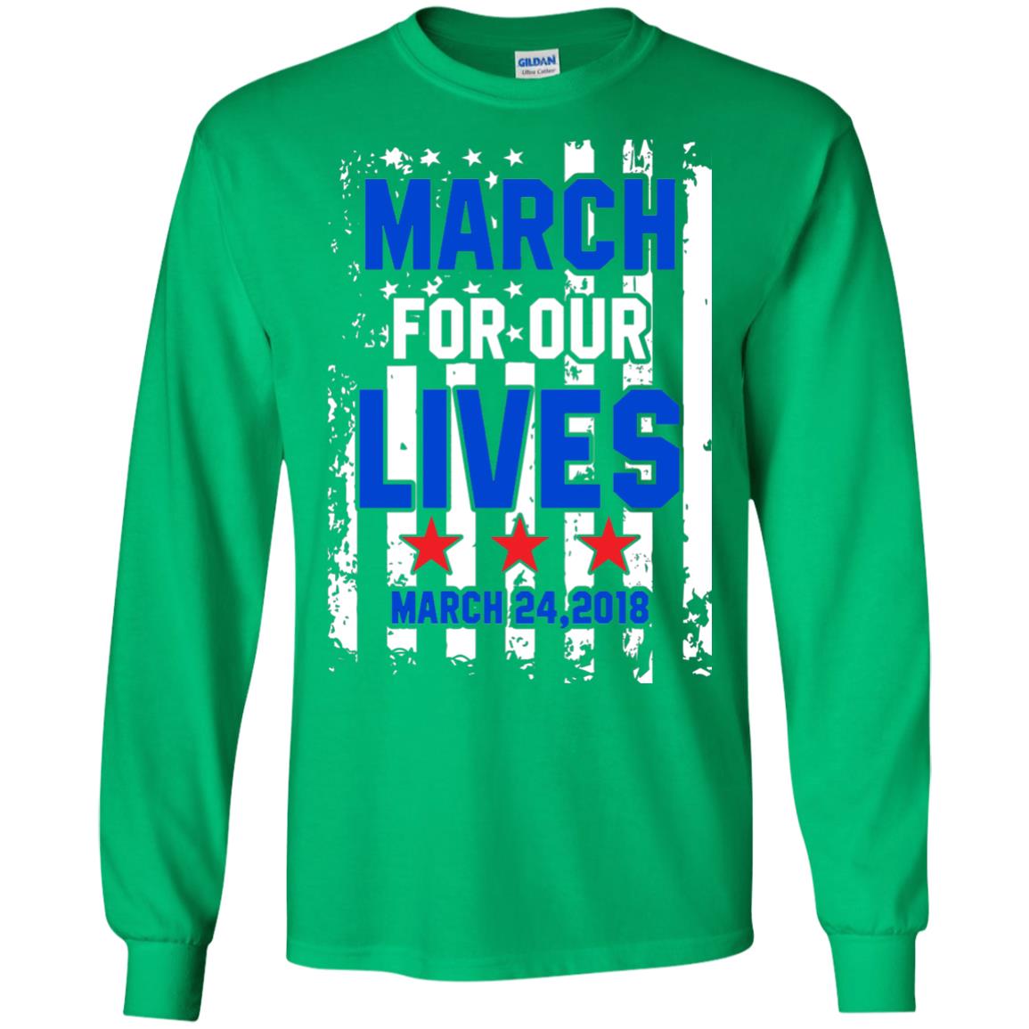 March For Our Lives With American Flag Gun Control T-shirt Irish Green