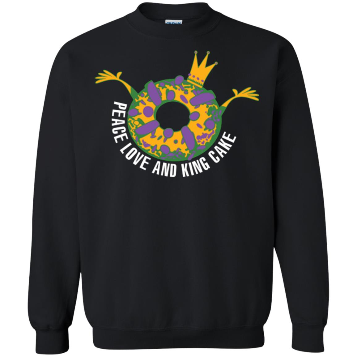 Mardi Gras T-shirt Peace Love And King Cake Black