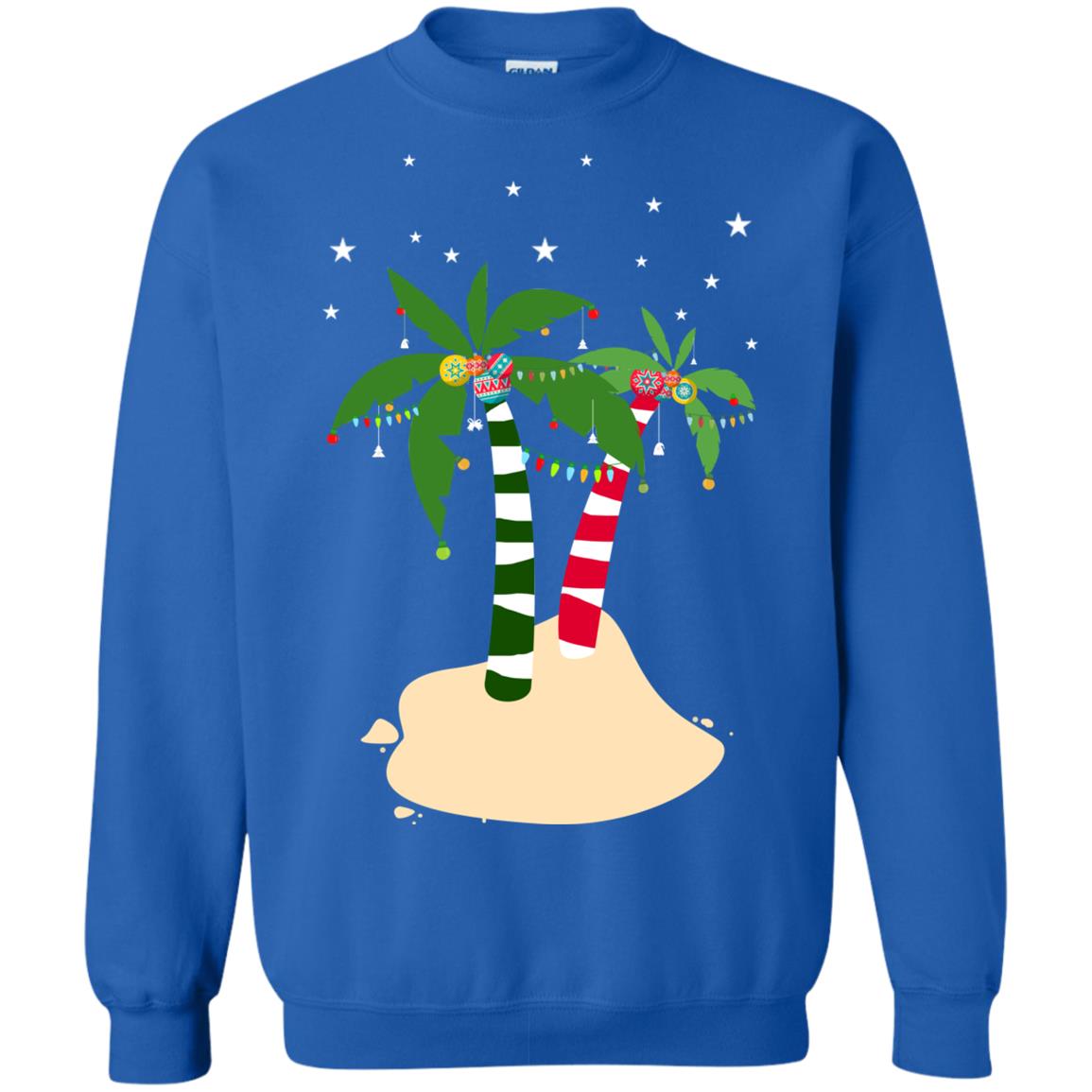 Decorated Tropical Coconut Tree Merry X-mas 2018 Gift Shirt Royal