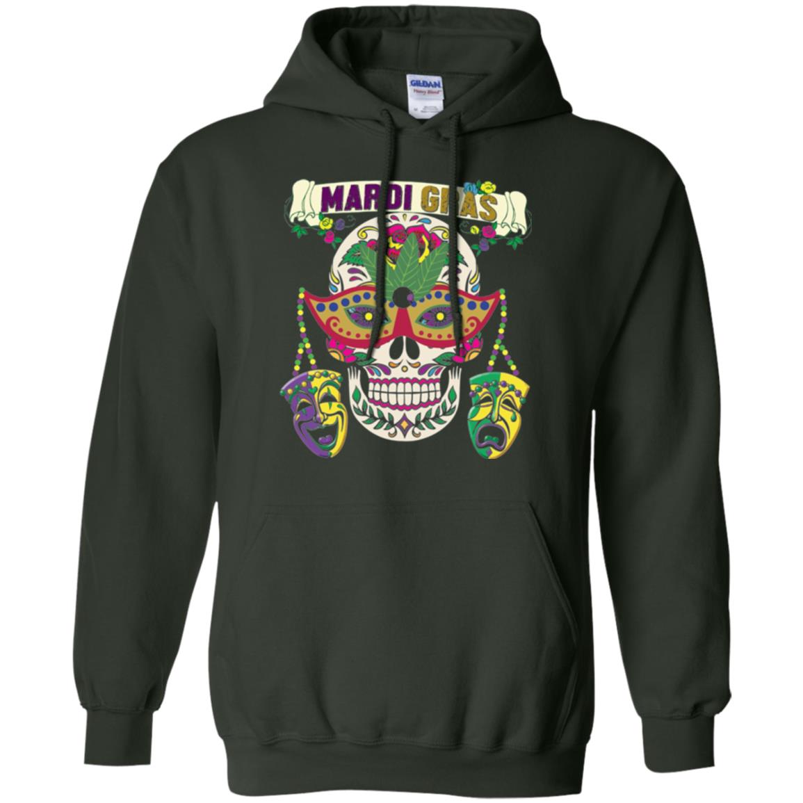 Mardi Gras Skull T-shirt Forest Green