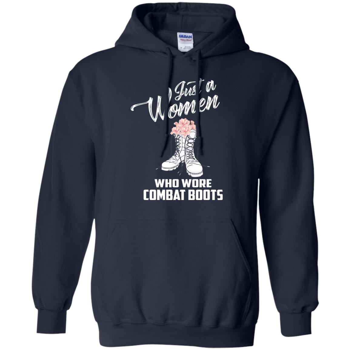Just A Woman Who Wore Combat Boots Female Veteran T-shirt Navy