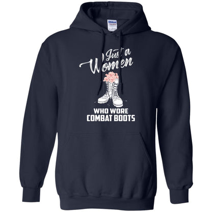 Just A Woman Who Wore Combat Boots Female Veteran T-shirt Navy