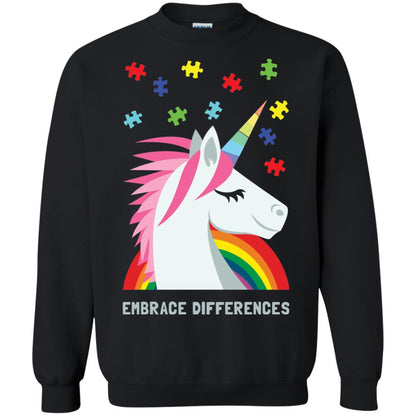 Autism Awareness Shirt Unicorn Puzzle Embrace Differences Black