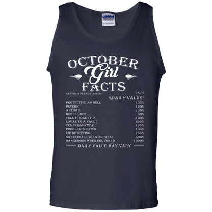 October Girl Facts Facts T-shirt Navy