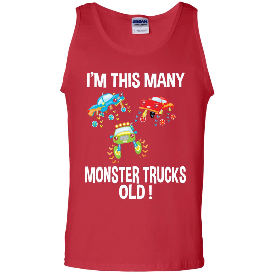 Birthday 3th Shirt Im This Many Monster Trucks Old Red