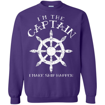 Funny Boating Gift I_m The Captain I Make Ship Happen Shirt Purple