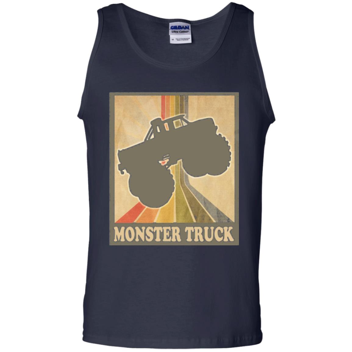 Vintage Big Size Truck Tee Retro Monster Truck T Shirt Navy