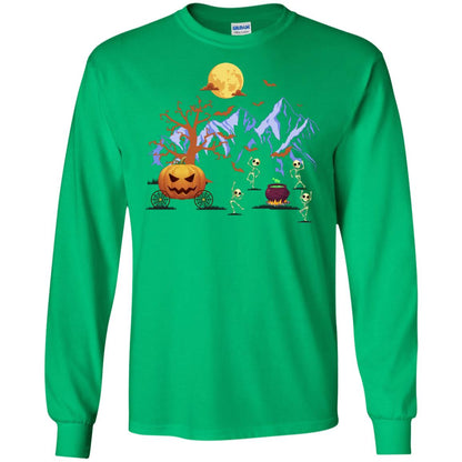 Dancing Skeleton With Pumpkin Funny Halloween Gift Shirt Irish Green