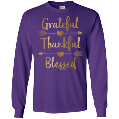 Thanksgiving T-shirt Grateful Thankful Blessed Purple