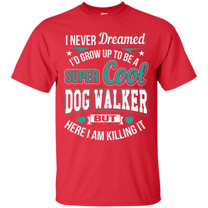 Funny Dog Walker T-shirt Super Cool Dog Walker Red
