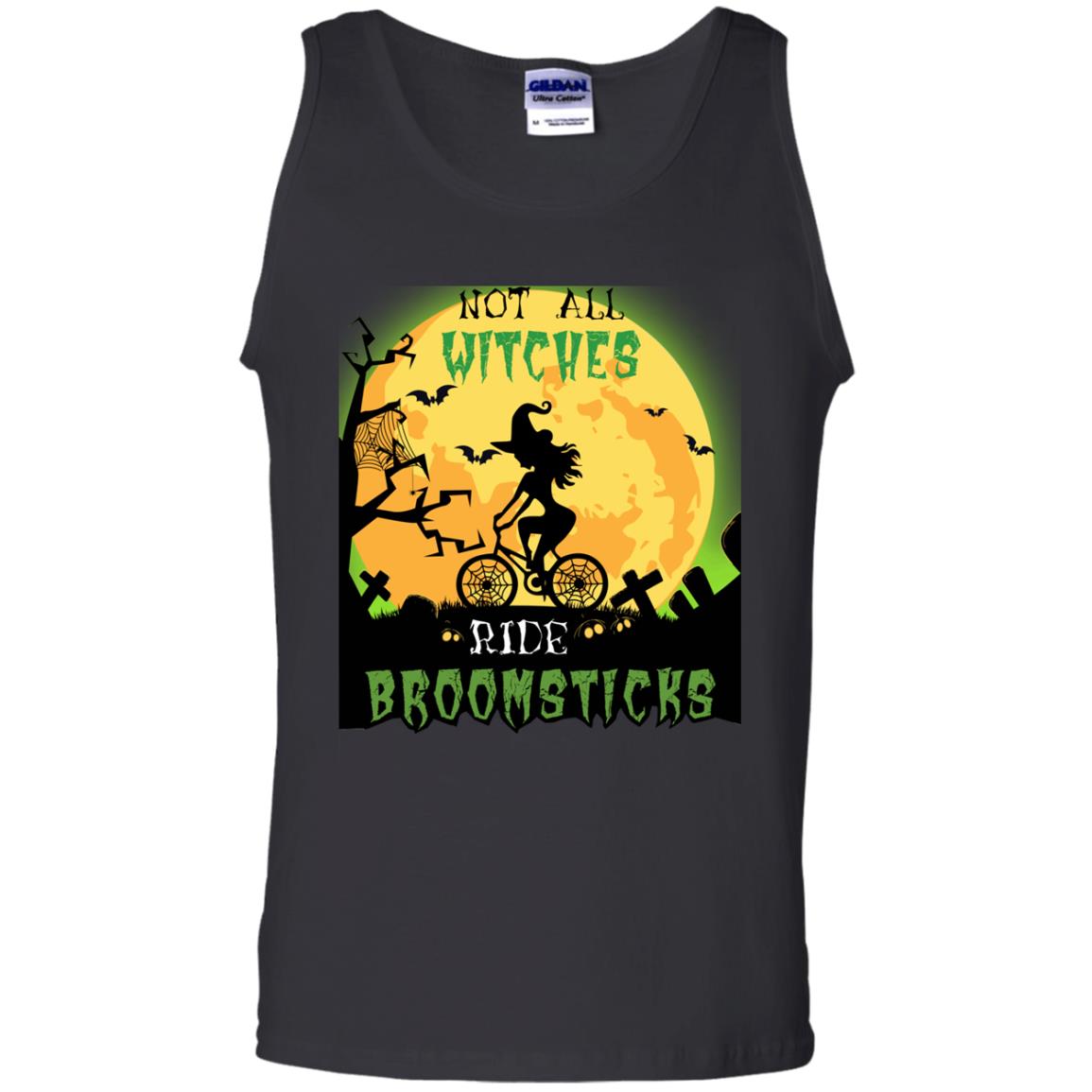 Not All Witches Ride Broomsticks Witches Ride A Bicycle Funny Halloween ShirtG220 Gildan 100% Cotton Tank Top